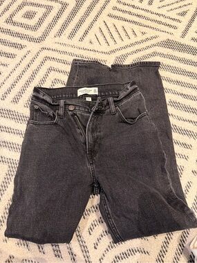 Abercrombie High-Rise slim straight Black Denim Jeans 23 extra short